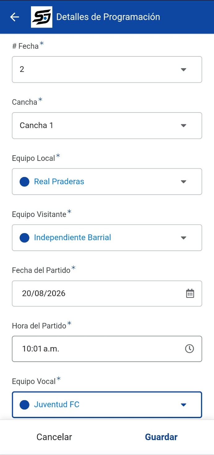 Programación de partido